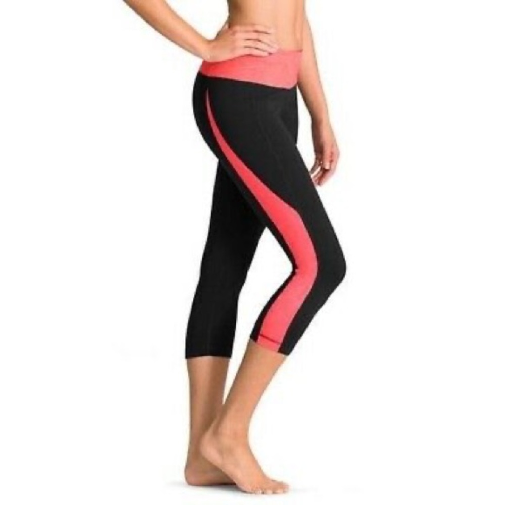 Athleta Neon Coral Splits Revelation Workout Crops